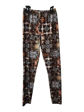 One Size Tall Boho Floral Tile Motif Leggings